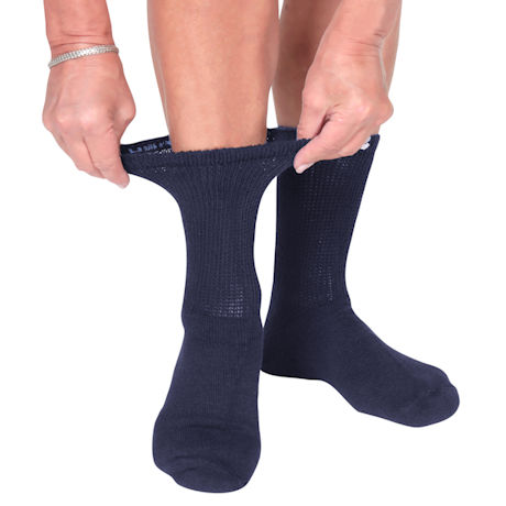 Unisex Loose Fit Diabetic Crew Length Socks - 3 Pack
