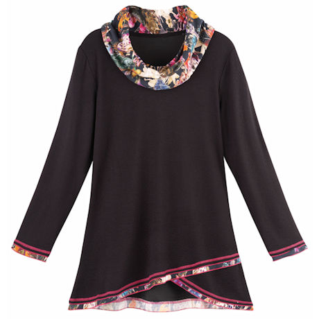 Floral Print Cowl Neck Tunic