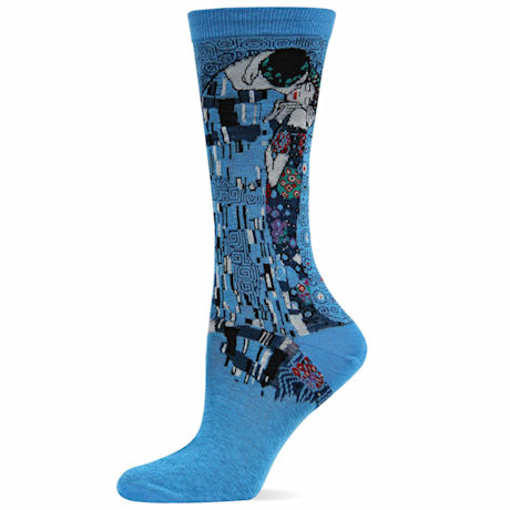 Colorful Fine Art Socks - The Kiss - Blue