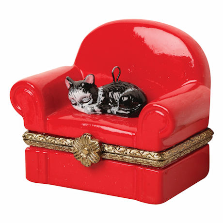 Porcelain Surprise Ornament - Cat on Chair