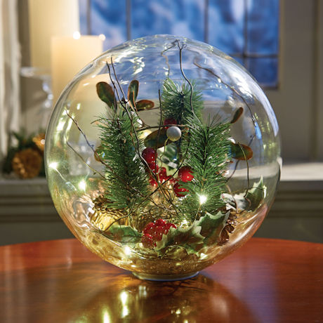 Lighted Glass Holiday Orb