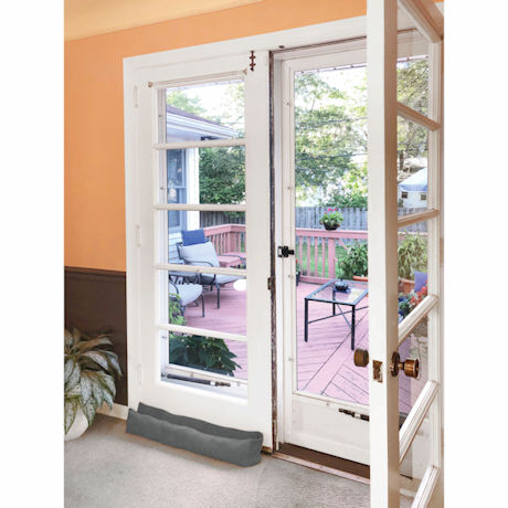 Home District French Door Draft Dodger - Weighted Door and Window Breeze Guard, Noise Blocker, Bug Stopper
