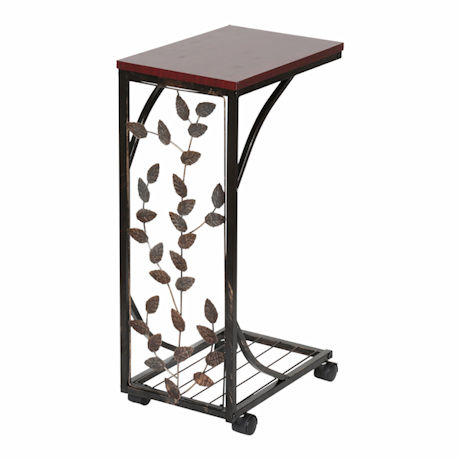 Leaf Design Side Table with Wheels