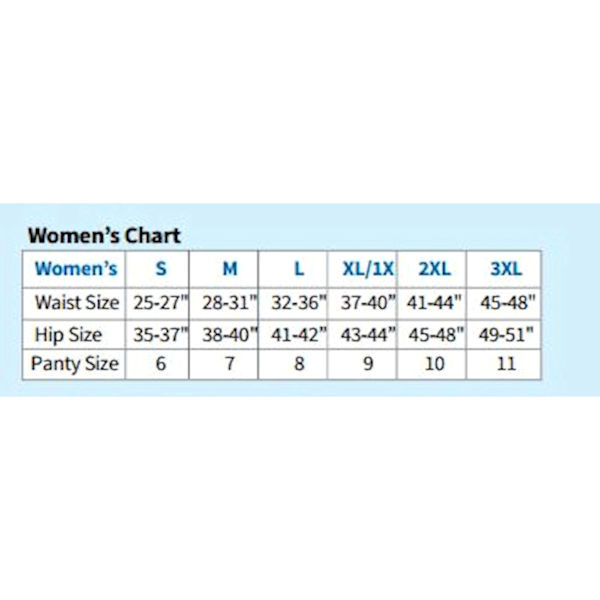 Women's Depends Size Chart