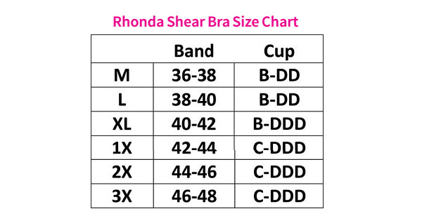 Rhonda Shear Size Chart