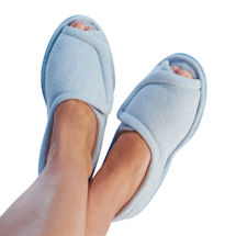 Alternate image Women's Rubber Sole Terry Cloth Comfort Slippers - Light Blue