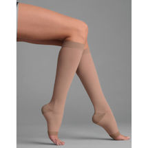 Support Plus® Women's Opaque Open Toe Wide Calf Firm Compression Knee High Stockings