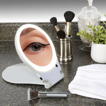 Product Image for Folding Mirror With Light For Travel - 10X Magnification