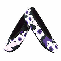 Nufoot Women's Ballet Flat Non Slip Slippers - Purple Floral