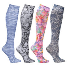 Celeste Stein® Women's Printed Closed Toe Wide Calf Firm Compression Knee High Stockings
