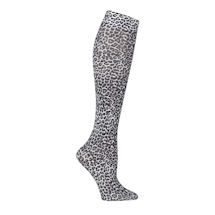 Celeste Stein Women's Printed Closed Toe Moderate Compression Knee High Stockings - Black White Leopard