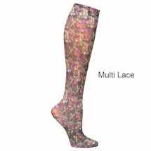 Alternate Image 7 for Celeste Stein® Women's Printed Closed Toe Wide Calf Moderate Compression Knee High Stockings