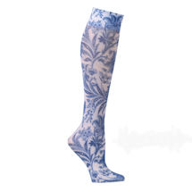Celeste Stein Women's Printed Closed Toe Mild Compression Knee High stocking - Navy Paris