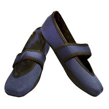 Nufoot Mary Jane Stretch Indoor Non Slip Slippers  - Navy