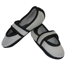 Nufoot Mary Jane Indoor Slippers Stretch with Non Slip Soles - Grey