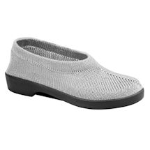 Spring Step Tender Stretch Knit Slip On Shoes - Silver