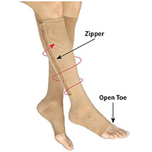 Alternate image Jobst&reg; Vairox Women's Opaque Open Toe Very Firm Compression Knee High Stockings With Zipper- Long