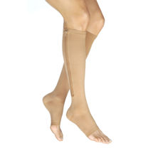 Alternate image Jobst&reg; Vairox Women's Opaque Open Toe Very Firm Compression Knee High Stockings With Zipper- Long