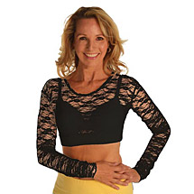 Alternate image for Black Lace Long Sleeve Half Cami