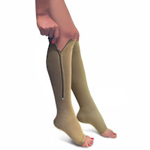 Alternate image for Unisex Opaque Open Toe Firm Compression Knee High Compression Socks With Zipper