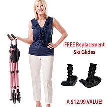 Alternate image Fold N Go Compact Walker Adjustable 32" to 38" in Rose with Replacement Ski Glides