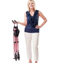 Alternate image Fold N Go Compact Walker Adjustable 32" to 38" in Rose with Replacement Ski Glides