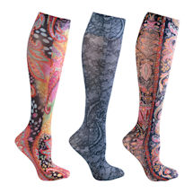 Alternate image Celeste Stein&reg; Women's Printed Closed Toe Moderate Compression Knee High Stockings - Paisley & Lace - 3 Pack
