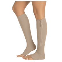 Alternate image Opaque Open Toe Firm Compression Knee High Compression Socks With Gel Sole & Zipper