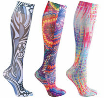 Product Image for Celeste Stein Women's Printed Closed Toe Wide Calf Mild Compression Knee High Stockings - Brights - 3 Pack