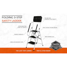 Alternate image for Support Plus Folding 3-Step Safety Step Ladder - Padded Side Handrails & Attachable Tool Pouch Caddy