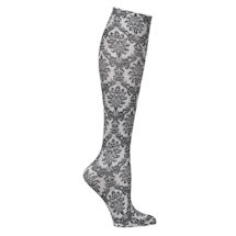 Alternate image Women's Printed Closed Toe Wide Calf Mild Compression Knee High Stockings - Black - 3 Pack