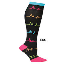 Alternate Image 1 for Women's  Closed Toe Wide Calf Mild Compression Knee High Fun Knit Socks