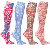 Alternate image Celeste Stein Women's Printed Queen Closed Toe Mild Compression Knee High Stockings - 4 Pack