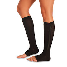 Product Image for Women's Firm Compression Zip Closure Open Toe Knee High Stockings