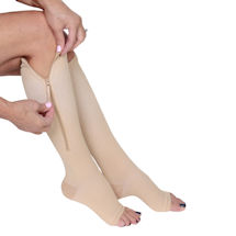 Alternate Image 9 for Women's Firm Compression Zip Closure Open Toe Knee High Stockings