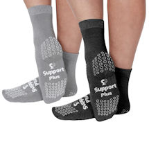 Support Plus Unisex Regular Size Slipper Socks - Black/Grey - 2 Pairs