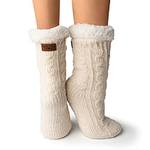 Chenille Slipper Socks - Oat - 1 Pair