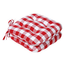 Alternate Image 1 for Buffalo Plaid Tufted Chair Cushions - Set of 2