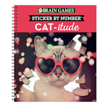 Braingames Sticker by Number Spiral-Bound Book - CAT-itude
