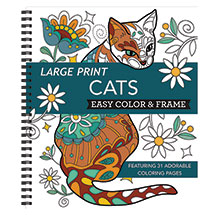 Alternate image for Large Print Cats Coloring Book and 12-Piece Pencil Set