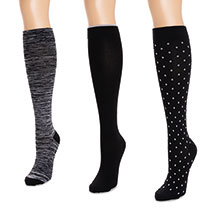 Alternate image for Mukluks Women's Regular or Wide Calf Mild Compression Knee High Pattern Fashion Socks - 3 Pairs