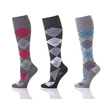 Alternate image for Unisex Moderate Compression Knee High Argyle Pattern Socks