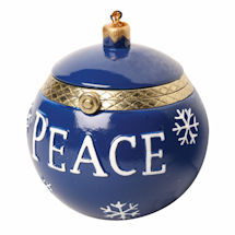 Porcelain Surprise Ornament - Peace Blue Round