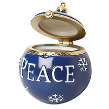 Alternate image for Porcelain Surprise Ornament - Peace Blue Round