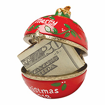 Alternate image Porcelain Surprise Christmas Ornaments - Merry Christmas Round