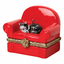 Porcelain Surprise Christmas Ornaments - Cat on Chair