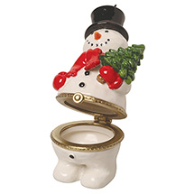 Alternate image for Porcelain Surprise Ornament - Snowman with Tree
