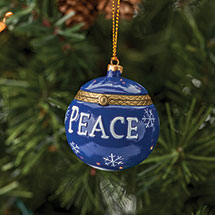 Porcelain Surprise Ornament - Peace Blue Round