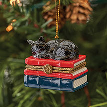 Alternate image for Porcelain Surprise Christmas Ornaments - Tuxedo Kitten on Books