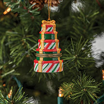 Porcelain Surprise Christmas Ornaments - Stacked Presents Round